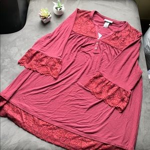 NWOT Catherines PinLace Henley